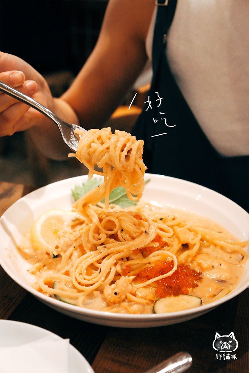 Waku Waku Pasta 赤峰店|中山站美食|和風義大利麵、鬆餅甜點推薦 - 第4張圖 博多明太子奶油細扁麵